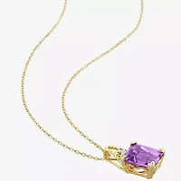 Womens Genuine Purple Amethyst 18K Gold Over Silver 18 Inch Pendant Necklace