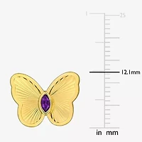 Genuine Purple Amethyst 10K Gold 12.1mm Butterfly Stud Earrings