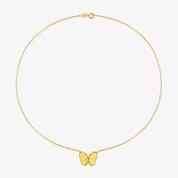 Womens Genuine Green Peridot 18K Gold Over Silver Butterfly 17 Inch Pendant Necklace