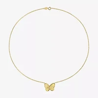 Womens Genuine White Opal 18K Gold Over Silver Butterfly 17 Inch Pendant Necklace