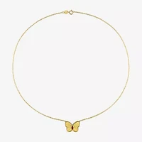 Womens Genuine Red Garnet 18K Gold Over Silver Butterfly 17 Inch Pendant Necklace