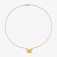 Womens Genuine Yellow Citrine 18K Gold Over Silver Butterfly 17 Inch Pendant Necklace
