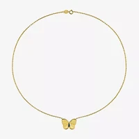 Womens Lab Created Purple Alexandrite 18K Gold Over Silver Butterfly 17 Inch Pendant Necklace