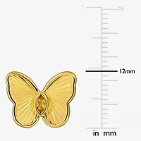 Genuine Yellow Citrine 18K Gold Over Silver 12mm Butterfly Stud Earrings