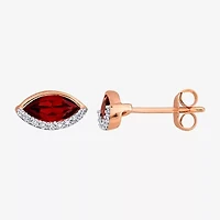 1/10 CT. T.W. Genuine Red Garnet 14K Rose Gold 5.5mm Marquise Stud Earrings