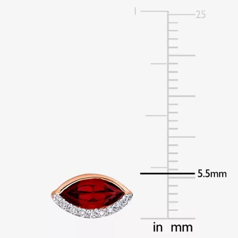 1/10 CT. T.W. Genuine Red Garnet 14K Rose Gold 5.5mm Marquise Stud Earrings