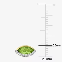 1/10 CT. T.W. Genuine Green Peridot 14K Gold 5.5mm Marquise Stud Earrings