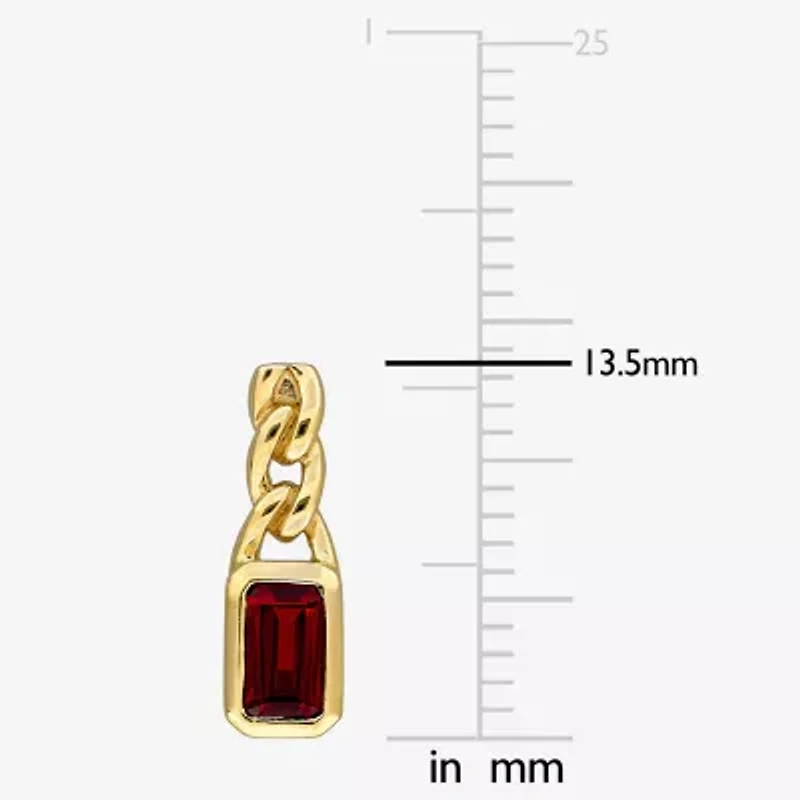 Womens Genuine Red Garnet 14K Gold Drop Earrings