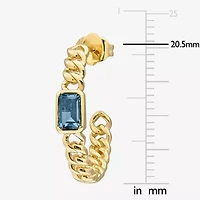 Womens Genuine Blue Topaz 14K Gold 20.5mm Hoop Earrings
