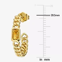 Womens Genuine Yellow Citrine 14K Gold 20.5mm Hoop Earrings