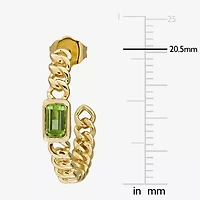 Womens Genuine Green Peridot 14K Gold 20.5mm Hoop Earrings