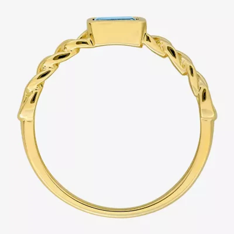 Womens Genuine Blue Topaz 14K Gold Cocktail Ring