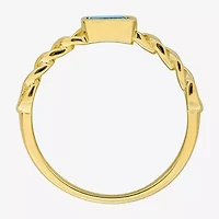 Womens Genuine Blue Topaz 14K Gold Cocktail Ring