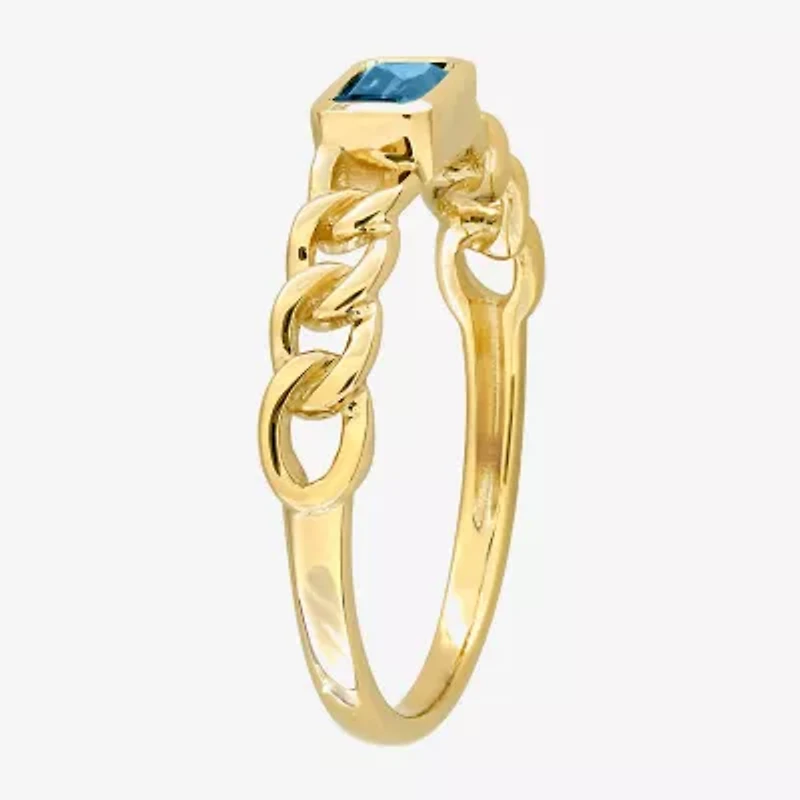 Womens Genuine Blue Topaz 14K Gold Cocktail Ring