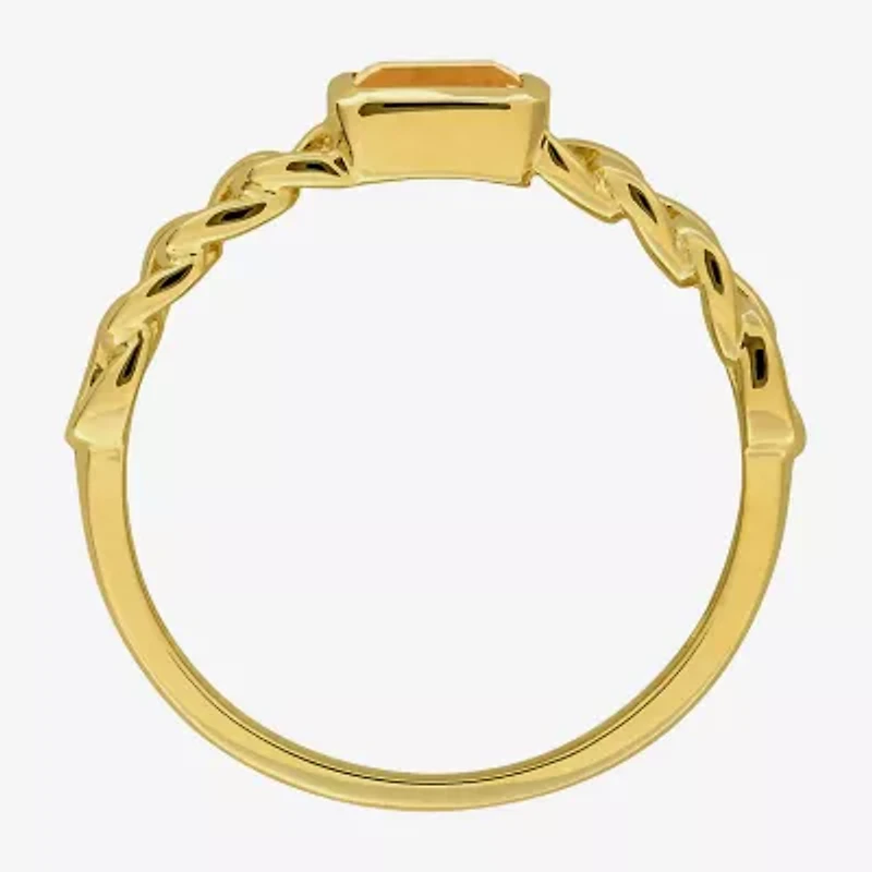 Womens Genuine Yellow Citrine 14K Gold Cocktail Ring