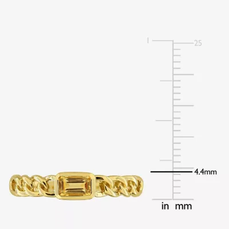 Womens Genuine Yellow Citrine 14K Gold Cocktail Ring