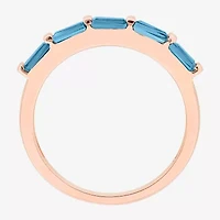 Womens Genuine Blue Topaz 10K Rose Gold Cocktail Ring