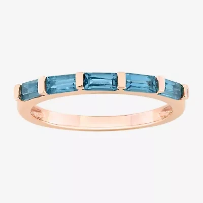 Womens Genuine Blue Topaz 10K Rose Gold Cocktail Ring