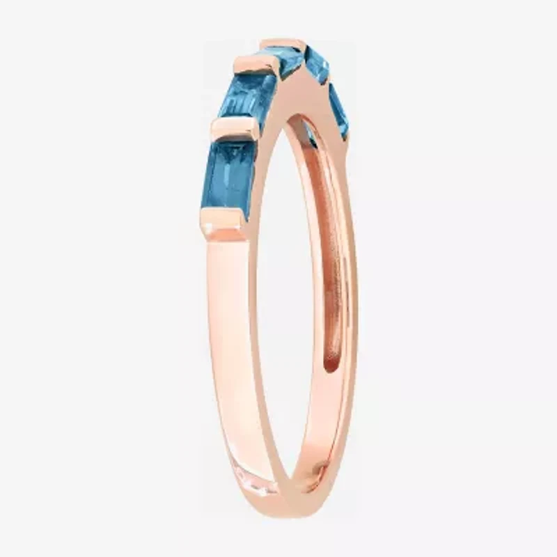 Womens Genuine Blue Topaz 10K Rose Gold Cocktail Ring