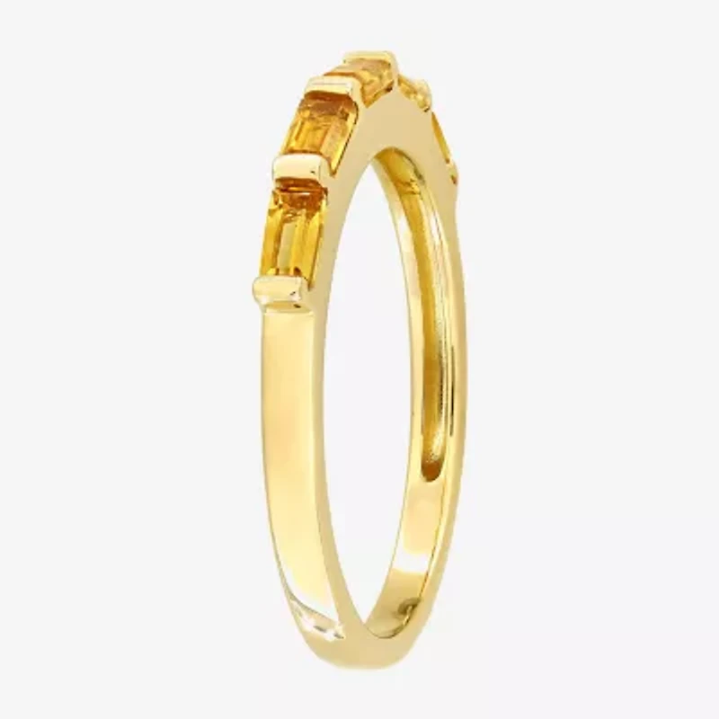 Womens Genuine Yellow Citrine 10K Gold Cocktail Ring