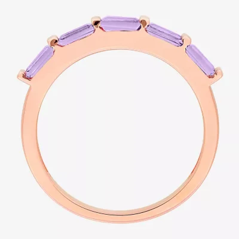 Womens Genuine Purple Amethyst 10K Rose Gold Cocktail Ring