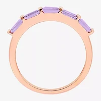 Womens Genuine Purple Amethyst 10K Rose Gold Cocktail Ring