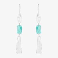 Silpada Womens Genuine Green Amazonite Sterling Silver Drop Earrings