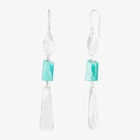 Silpada Womens Genuine Green Amazonite Sterling Silver Drop Earrings