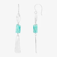 Silpada Womens Genuine Green Amazonite Sterling Silver Drop Earrings