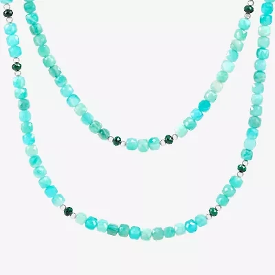 Silpada Womens Green Amazonite Sterling Silver 40 Inch Beaded Necklace