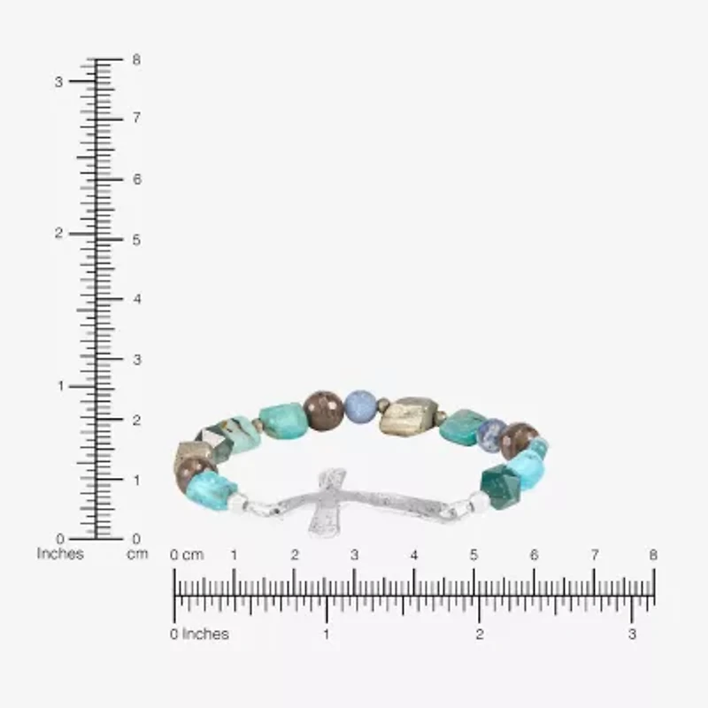 Silpada Womens Green Sterling Silver Cross Stretch Bracelet