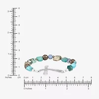 Silpada Womens Green Sterling Silver Cross Stretch Bracelet