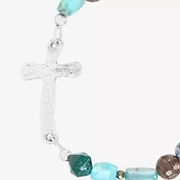 Silpada Womens Green Sterling Silver Cross Stretch Bracelet