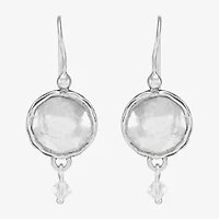 Silpada Womens White Crystal Sterling Silver Round Drop Earrings