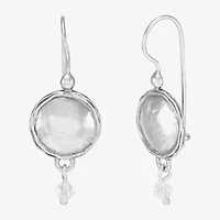 Silpada Womens White Crystal Sterling Silver Round Drop Earrings