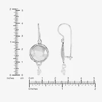 Silpada Womens White Crystal Sterling Silver Round Drop Earrings