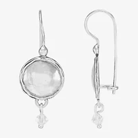 Silpada Womens White Crystal Sterling Silver Round Drop Earrings
