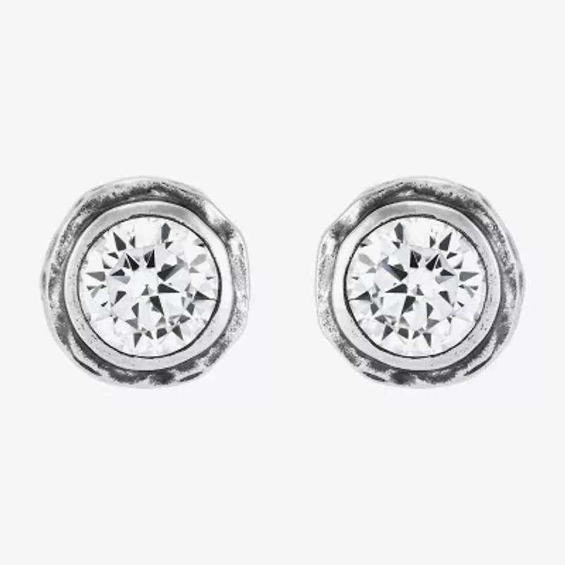 Silpada Cubic Zirconia Sterling Silver 12.1mm Round Stud Earrings