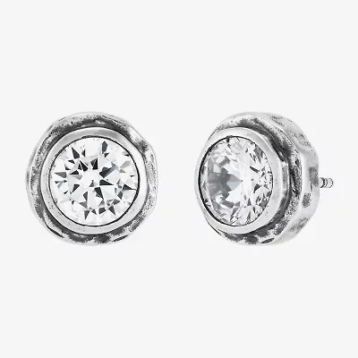 Silpada Cubic Zirconia Sterling Silver 12.1mm Round Stud Earrings