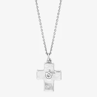 Silpada Womens White Cubic Zirconia Sterling Silver Cross 18 Inch Pendant Necklace