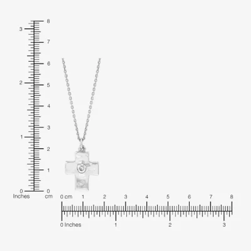 Silpada Womens White Cubic Zirconia Sterling Silver Cross 18 Inch Pendant Necklace