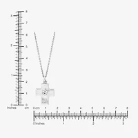 Silpada Womens White Cubic Zirconia Sterling Silver Cross 18 Inch Pendant Necklace