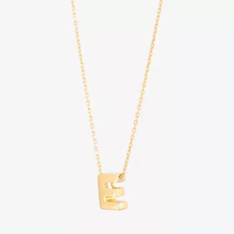 LIMITED QUANTITIES! Womens 10K Gold 18 Inch Block Initial Pendant Necklace