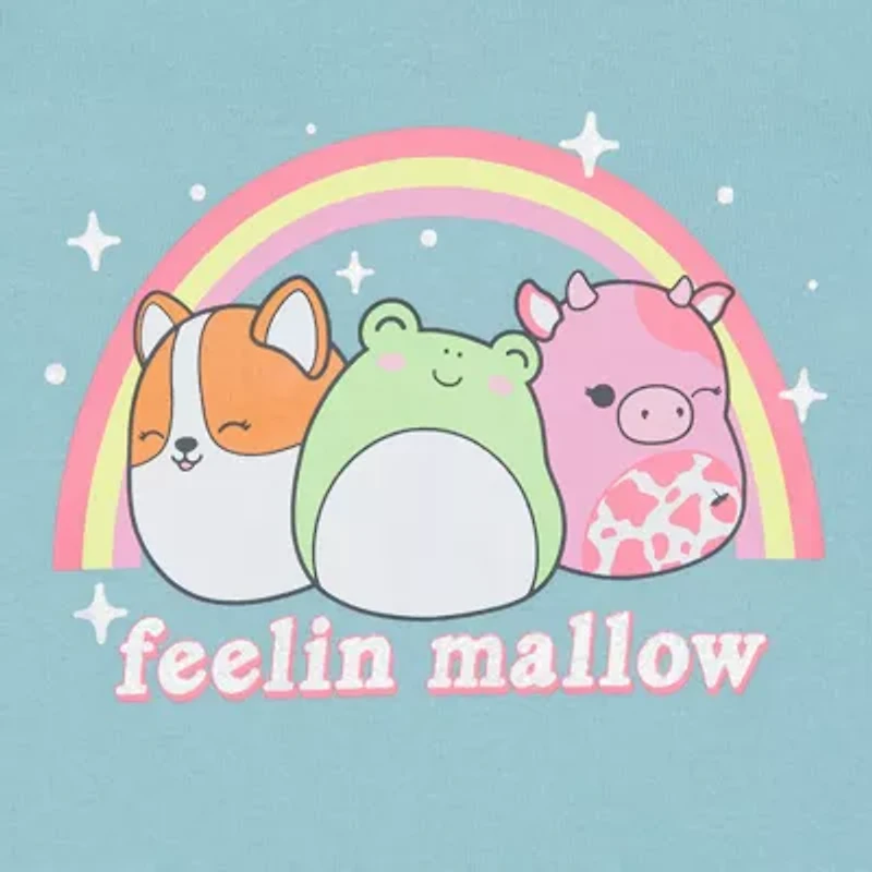 Little & Big Kid Girls V Neck Short Sleeve Regular Fit Squishmallows Graphic T-Shirt