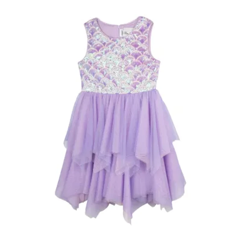 Rare Editions Big Kid Girls Embellished Sleeveless Satin Fit + Flare Dress