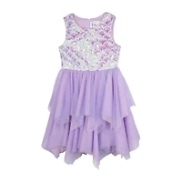 Rare Editions Big Kid Girls Embellished Sleeveless Satin Fit + Flare Dress
