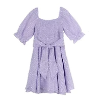 Rare Editions Big Kid Girls Embellished Elbow Sleeve A-Line Dress