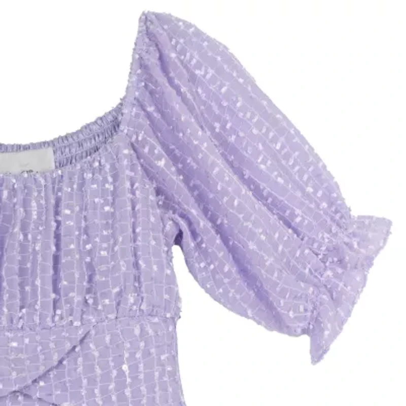Rare Editions Big Kid Girls Embellished Elbow Sleeve A-Line Dress