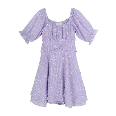 Rare Editions Big Kid Girls Embellished Elbow Sleeve A-Line Dress