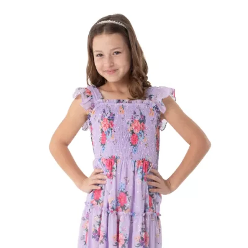 Rare Editions Big Kid Girls Embellished Sleeveless Floral Maxi Dress